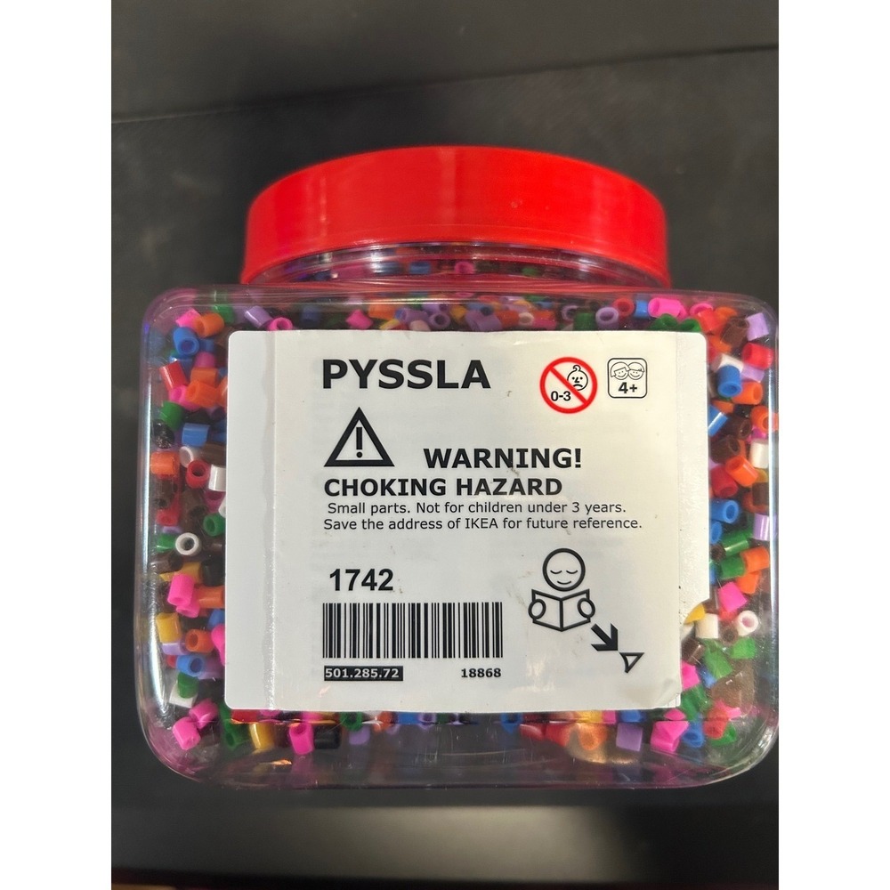 IKEA PYSSLA Fuse Beads Assorted Colors Craft Set 501.285.72 Jar